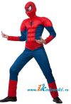 Детский карнавальный костюм Человека-паука, костюм Спайдермена с мускулатурой, купить костюм человека паука, купить костюм человека паука возвращение домой, купить костюм человека-паука